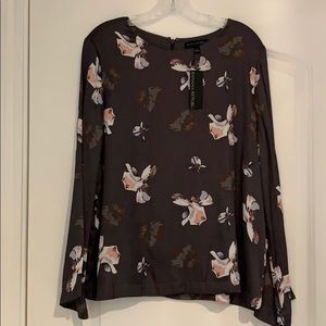 Banana Republic gray floral lined blouse NWT